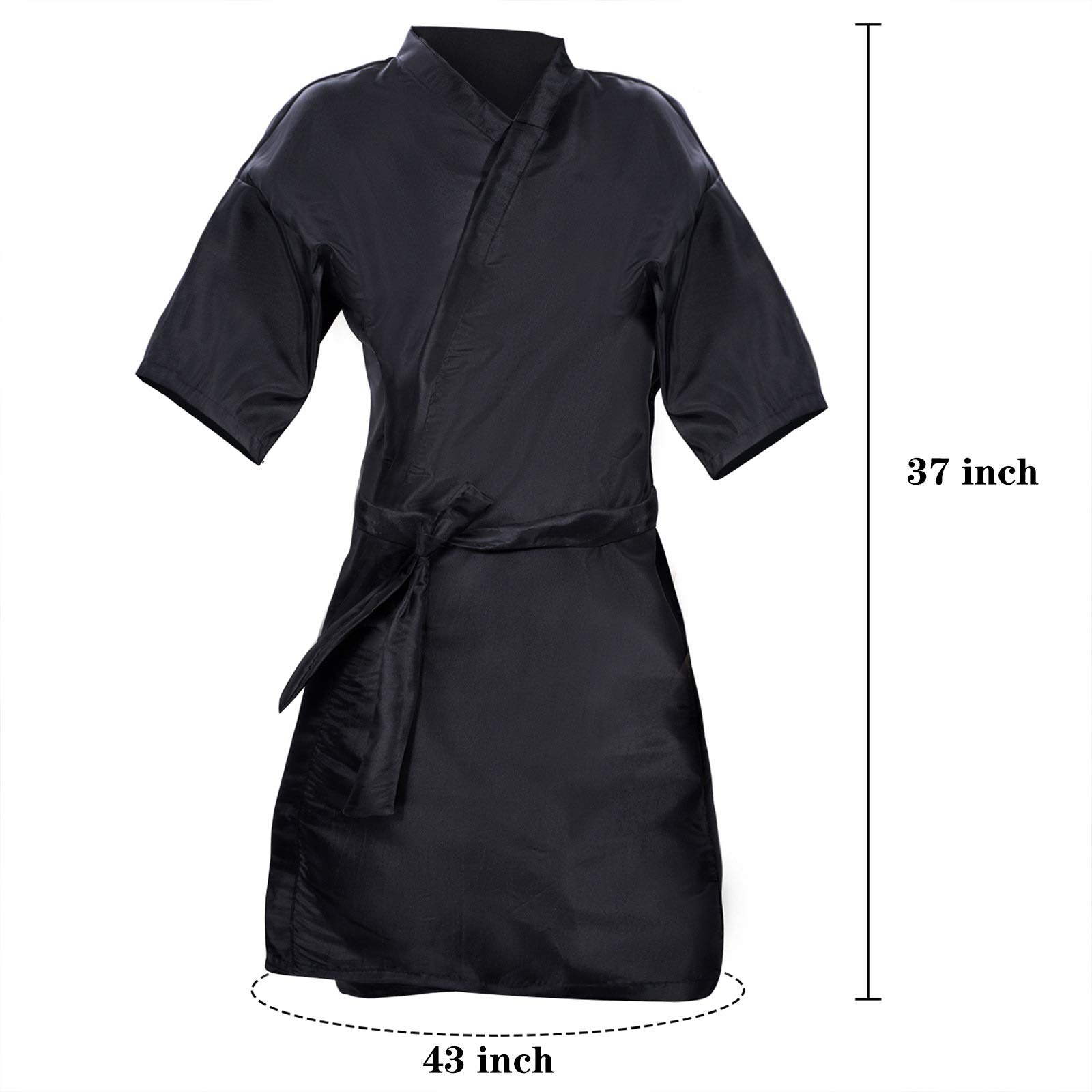 Bata de salón de 2 piezas para clientes, bata de peluquería impermeable, capa de salón, Negro - 2
