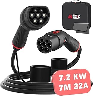 MCEVKELN Type 2 to Type 2 EV Charging Cable 7kW 7M - Electric Vehicle Charger| RCM Certified| 1 Phase | 32A | 7M TPU Cable...