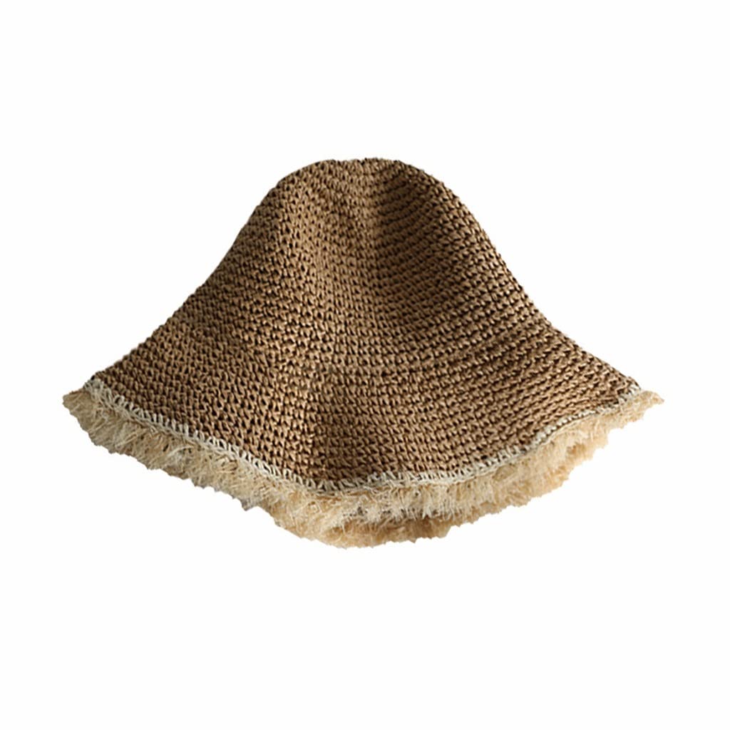 Sombrero de Paja Visera Sombrero de Playa Visera de Mujer Sombrero Plegable de Verano Sombrero de Viaje (Color : B, Size : 56-58cm) (B 6 7/8)