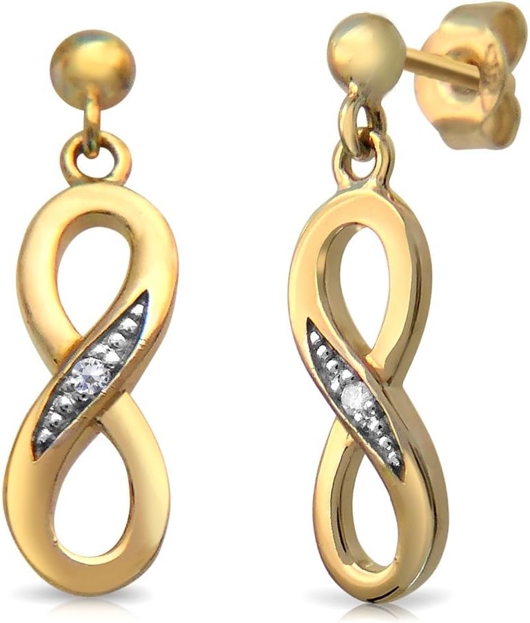 Paul Wright 9ct Gold Infinity Earrings set with Small Diamond Accents