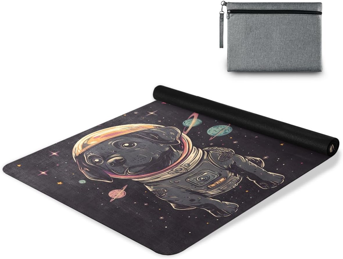 ALAZA Funny and Cute Space Labrador Yoga Mat Non Slip Fitness Exercise Mat, Workout Mat for Yoga, Pilates and Floor Exercises