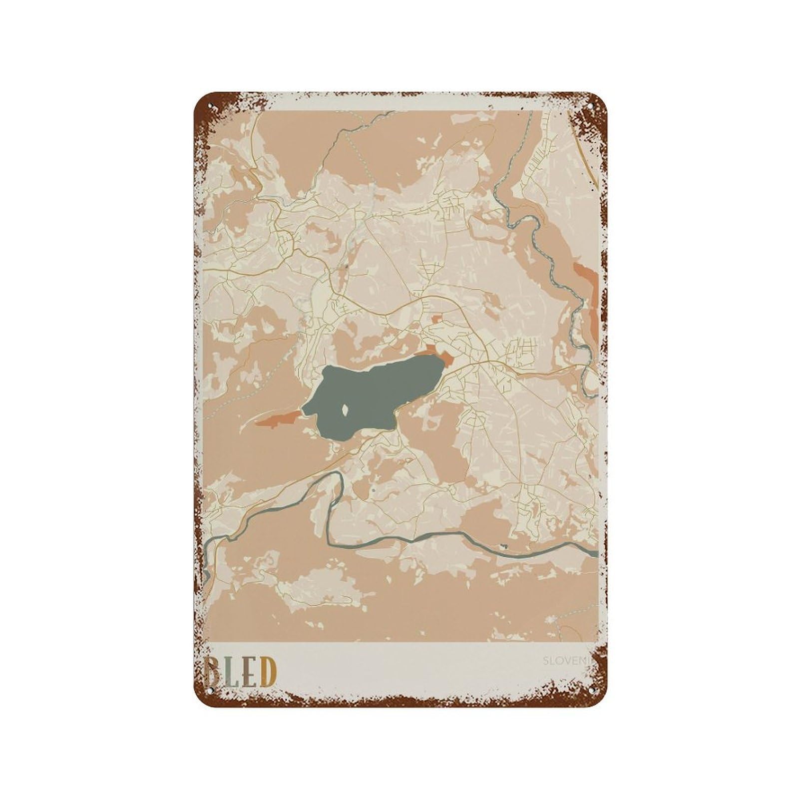 xiaoxiaoshen Bled Map Slovenia Travel Gift Boho (2) Wall Decor Art Metal Tin Poster Modern Home Decor Art Home Bar Shop Decorations Vintage Sign 30x20cm