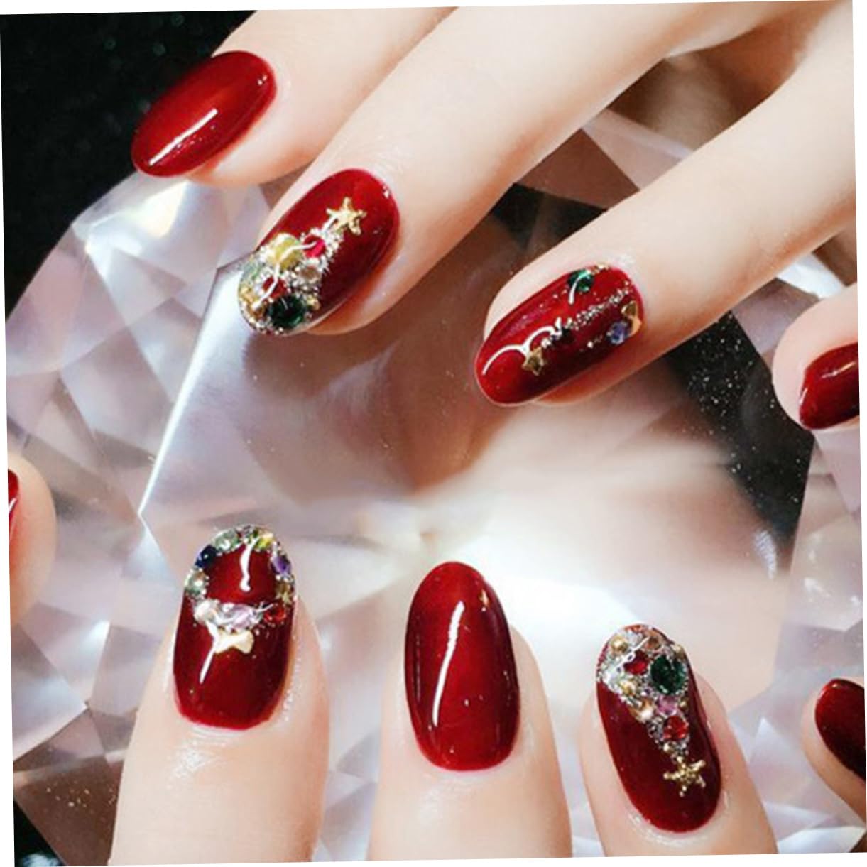 Healvian 4 Set Decorazioni Per Unghie Natalizie Charms Tema Natale in Per Manicure Per Unghie Naturali E Artificiali Facili Usare E Resistente Per E Speciali 24 Pezzi*4