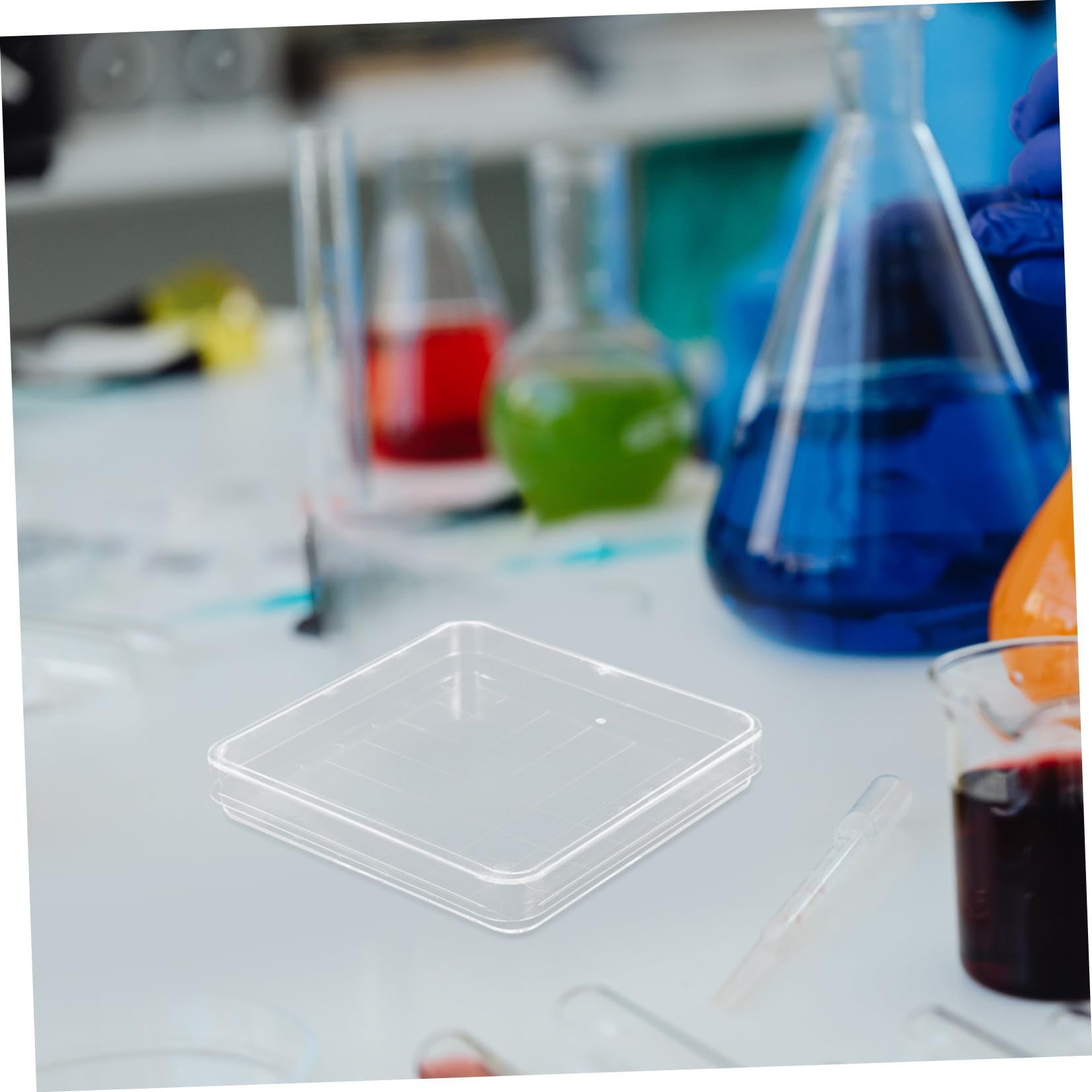 ULTECHNOVO Boite Petri 10cm Carrée en Ps avec Couvercles Sécurisés, Lot de 10 Pièces, pour Université et École, Résultats Précis en Microbiologie et Biologie