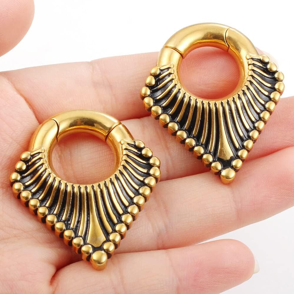 2 PCS ear weight for ear lobe in 6mm or larger Floral and Spine Ear Hangers Ear Tunnels Plugs 316 Stainless Steel Ear Weight Plugs Hypoallergenic expander Piercing Body Jewelry ear gauges
