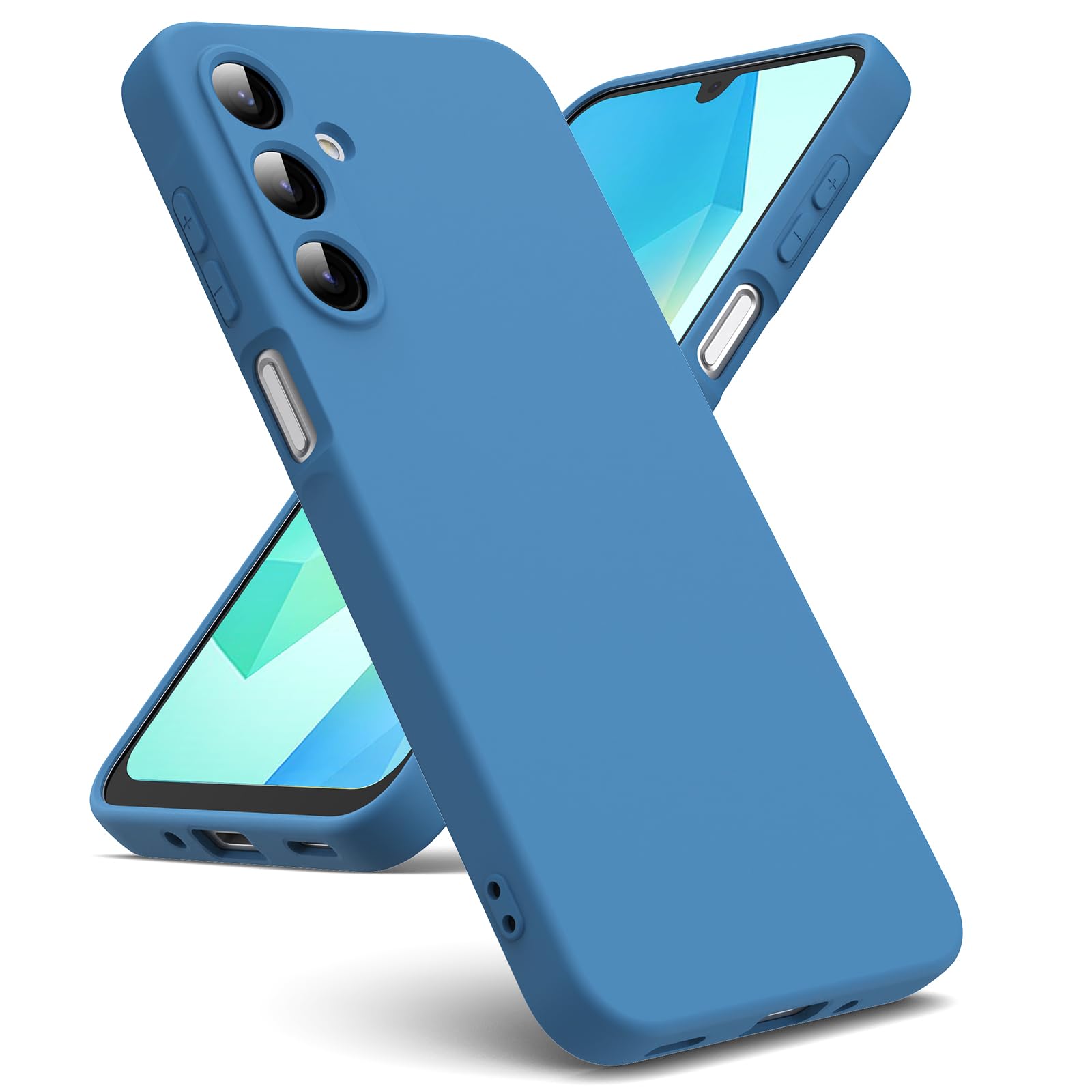 Oududianzi - Cover Compatibile con Samsung Galaxy A16 4G / 5G [Silicone Liquido] [Interno in Microfibra] Gomma Gel di Silicone Liquida Antiurto Custodia Cover Samsung A16 - Blu