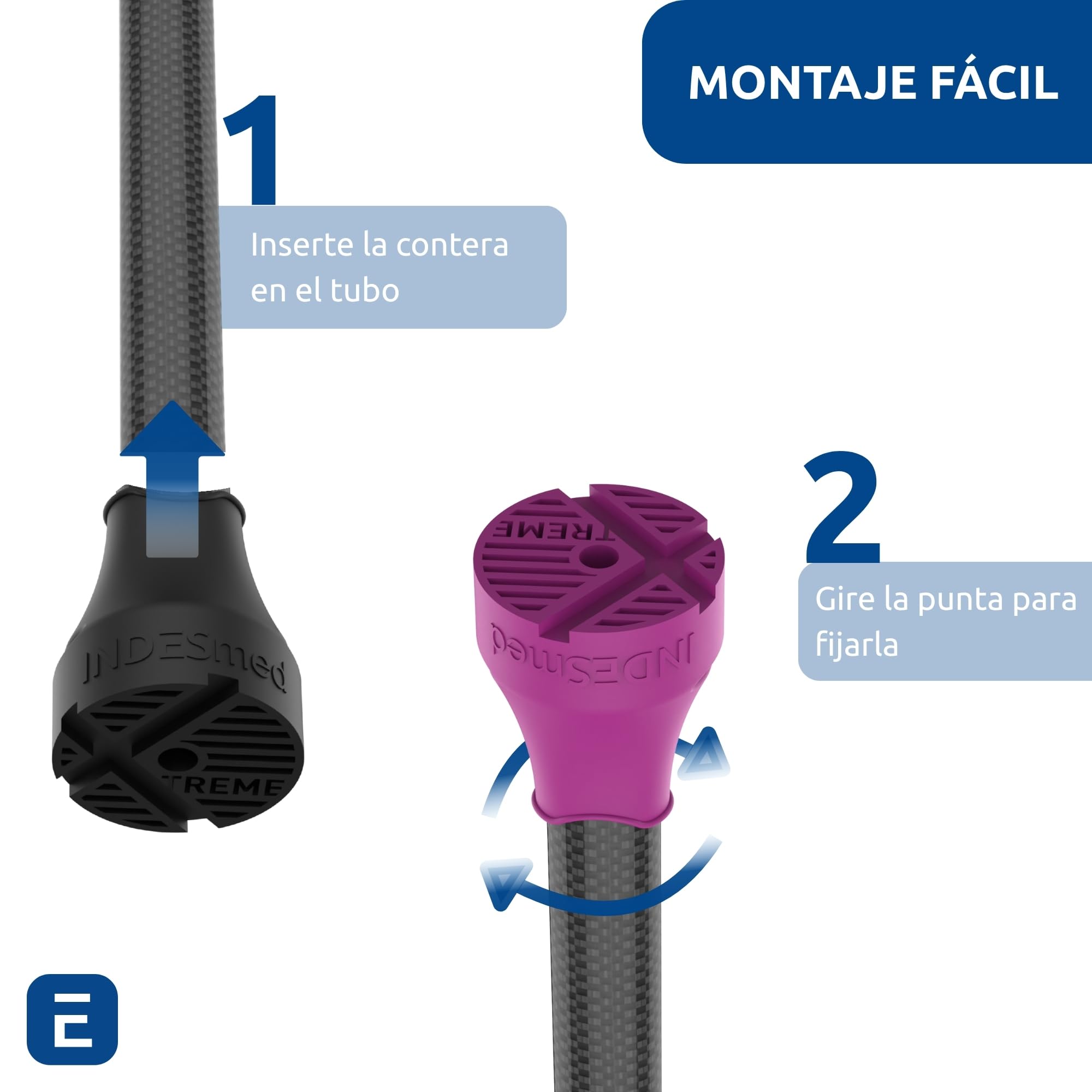 2x Conteras Xtreme TPU Alta Densidad para Muletas y Bastones, Negro