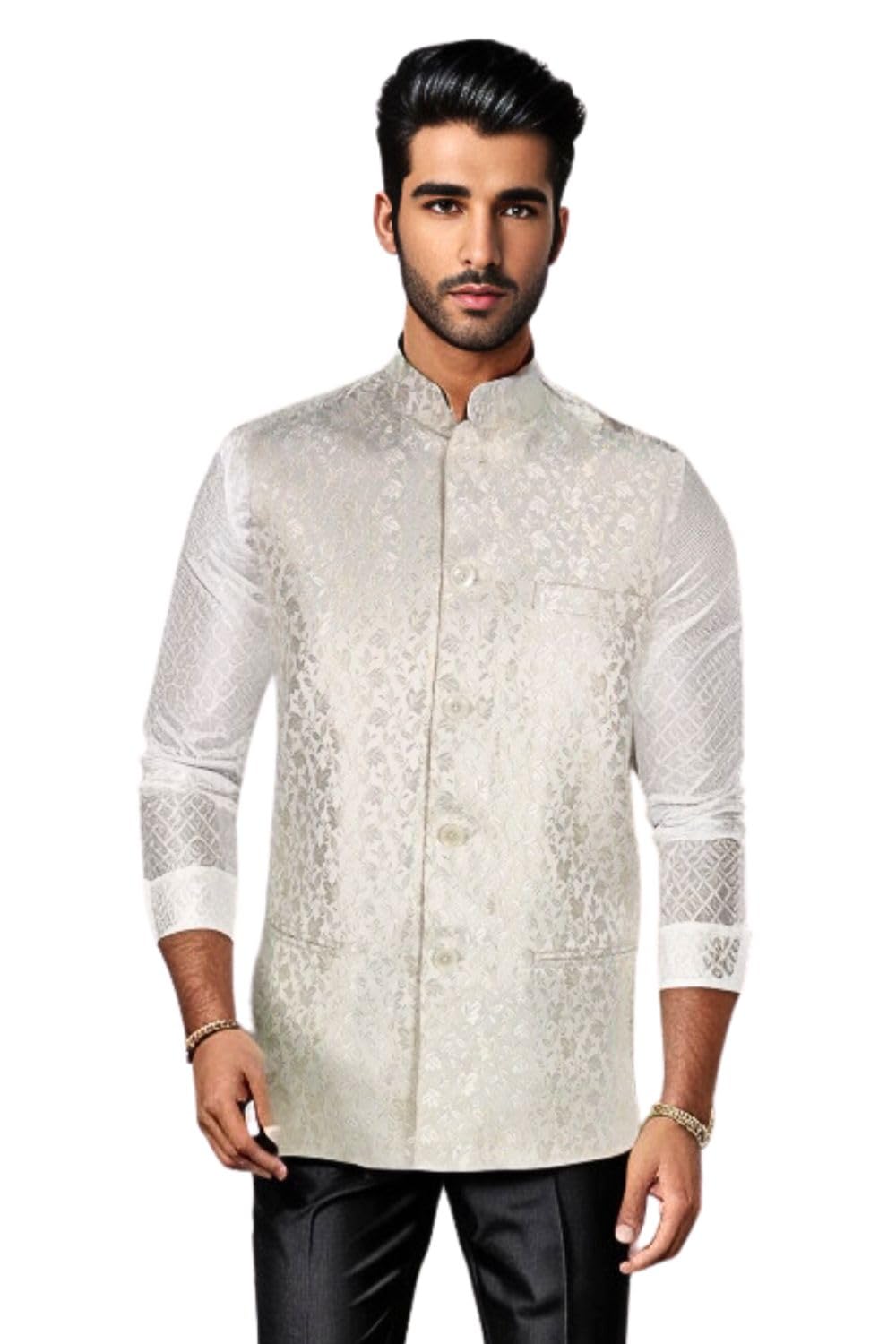 blacksmith Tree Leaves Jacquard Nehru Jacket for Men - Wedding Jacket for Men-picture-30