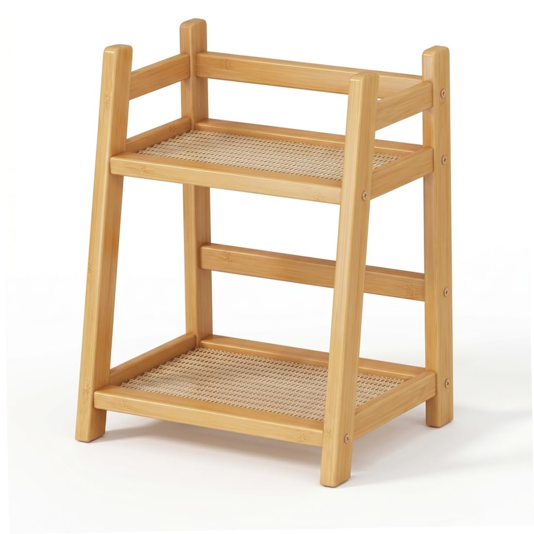 Grsrkep Countertop Coffee Station 2-Tier Coffee Stand with Bamboo Frame, Natural, 10.24x7.09x11.22