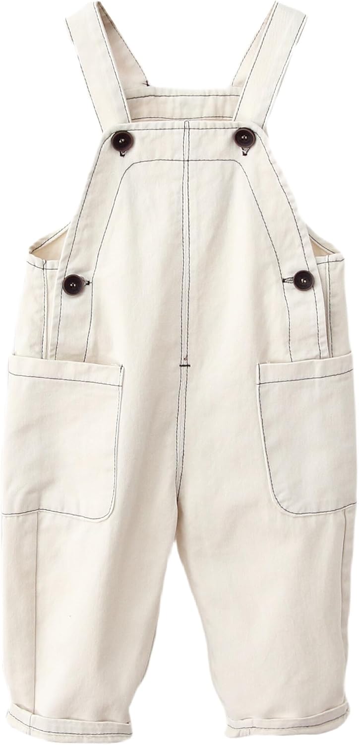 Happy Cherry Toddler Boy Girl Soft Suspender Pants Kids Overalls Loose Retro Trousers with Pockets Romper Outfit