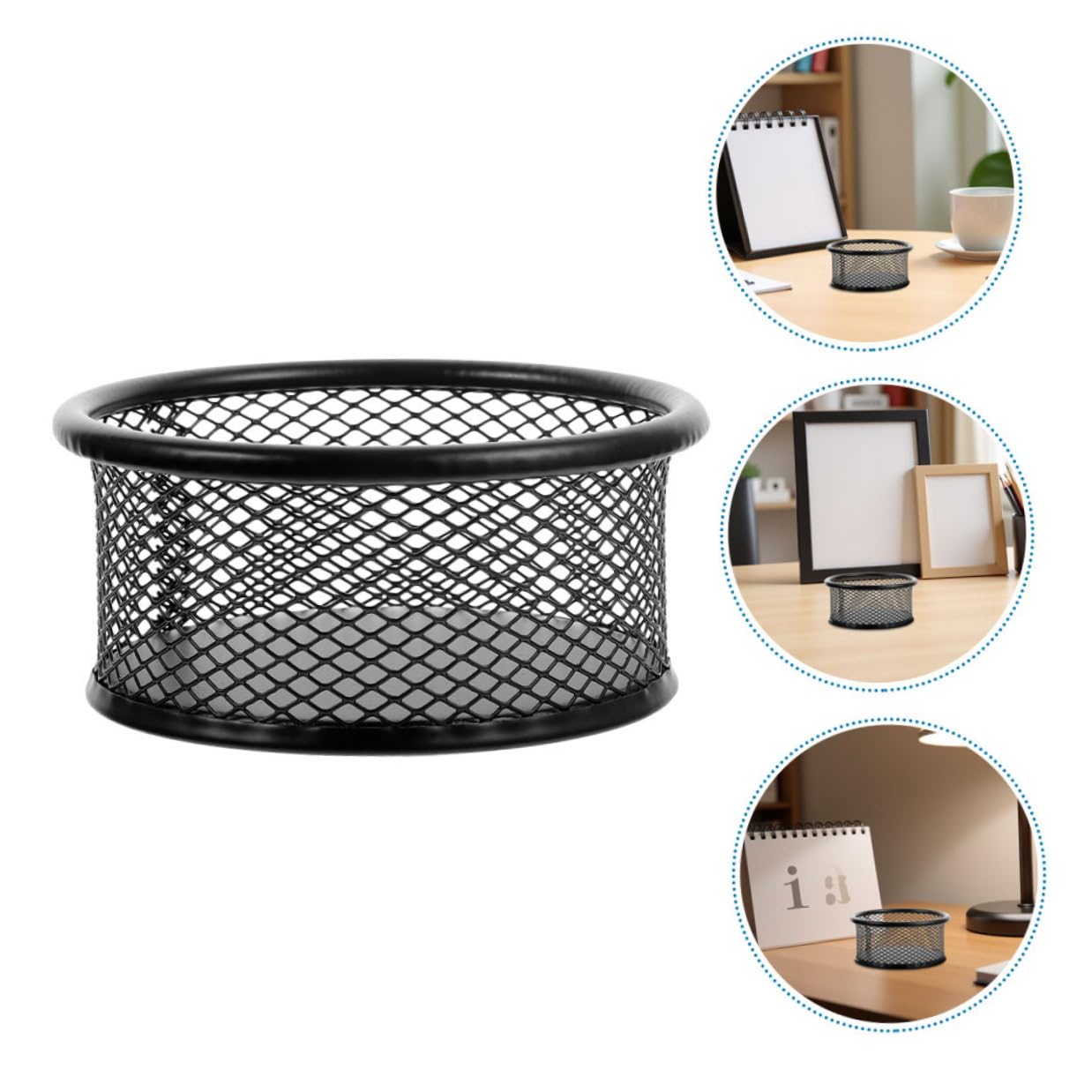 Housoutil 10pezzi Porta Graffette in Rete Metal Organizer per Graffette da Scrivania Accessorio per Ufficio Contenitore per Raccoglitori Design Rotondo Nero Multiuso per Aule Scolastiche