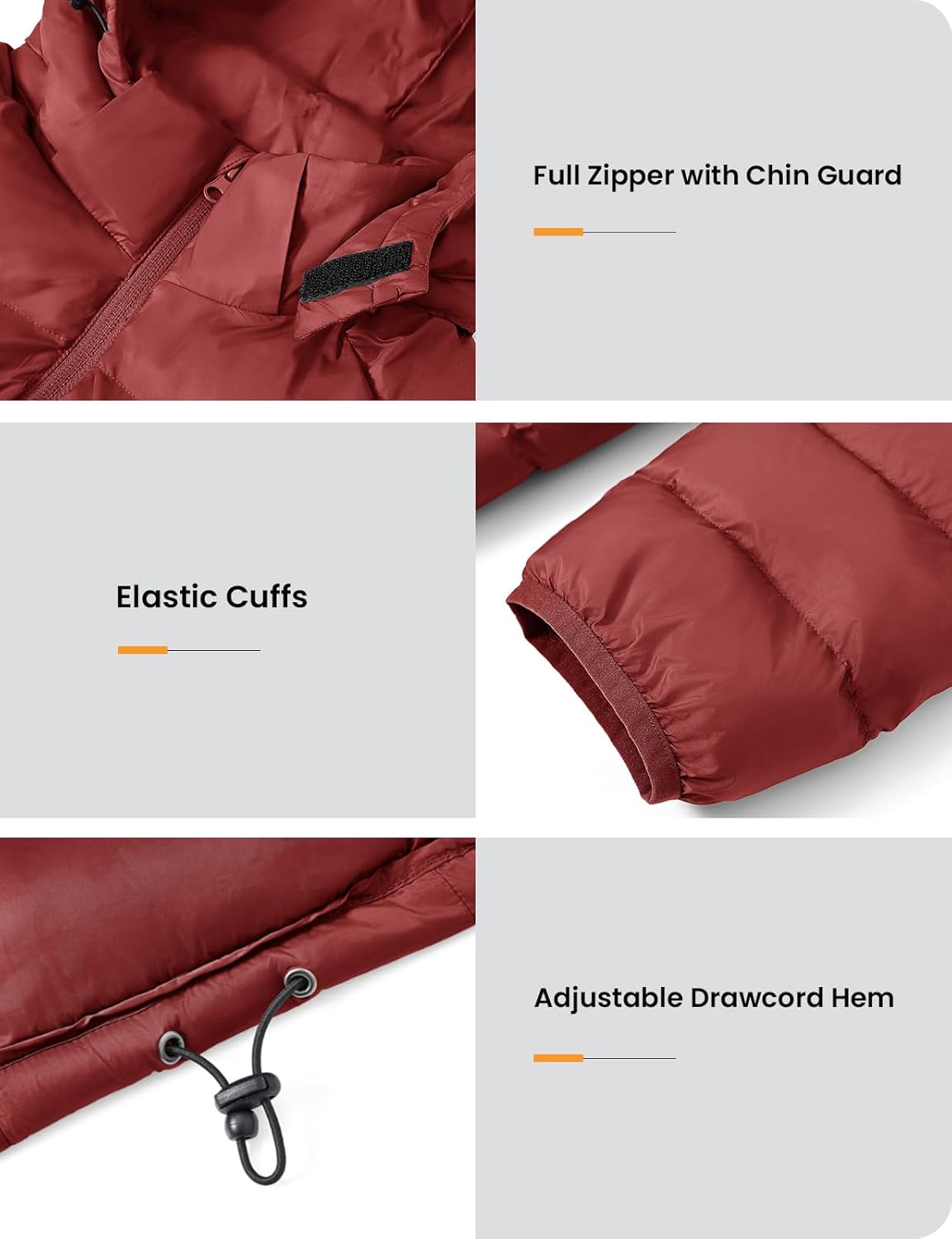 BGOWATU Men's Lightweight Water-Resistant Hooded Puffer Jacket Insulated Winter Coat with Detachable Hood for Snow Ski - Image 4