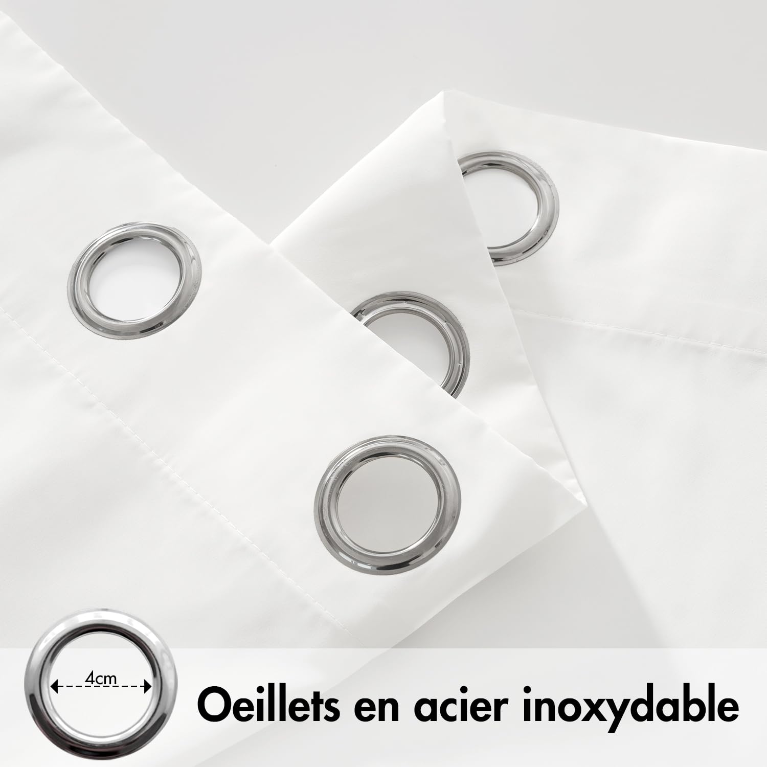 MIULEE Rideau d'extérieur Transparent résistant aux intempéries avec œillets Imperméable Protection Solaire pour pavillon, terrasse, pergola, Balcon, Jardin L 137 x H 215 cm, 2 Panneaux, Blanc