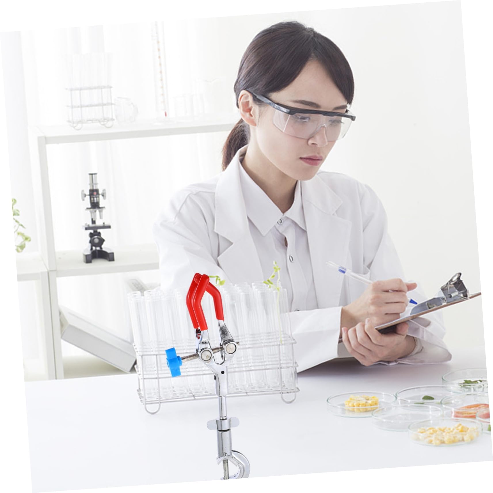 KICHOUSE 3 Lab Clip Adjust Jaw Clamp Test Tube Clamp Stand Flask Clip Clamp Extension Clamp Grip Condenser Holder Test Tube Holder Adjust Laboratory Clamp Condenser Lab Holder Iron Silver