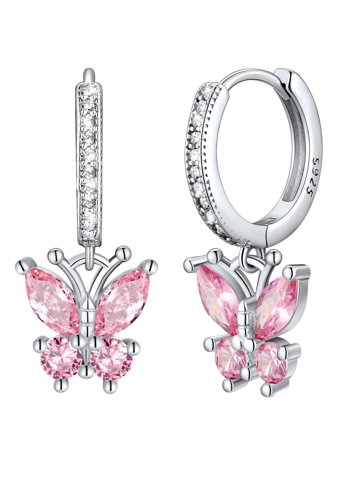 925 Sterling Silver Butterfly Earrings - Hypoallergenic Birthstone Earrings for Women, Butterfly Dangle Earring,Dainty Birthday Gifts for Women/Her