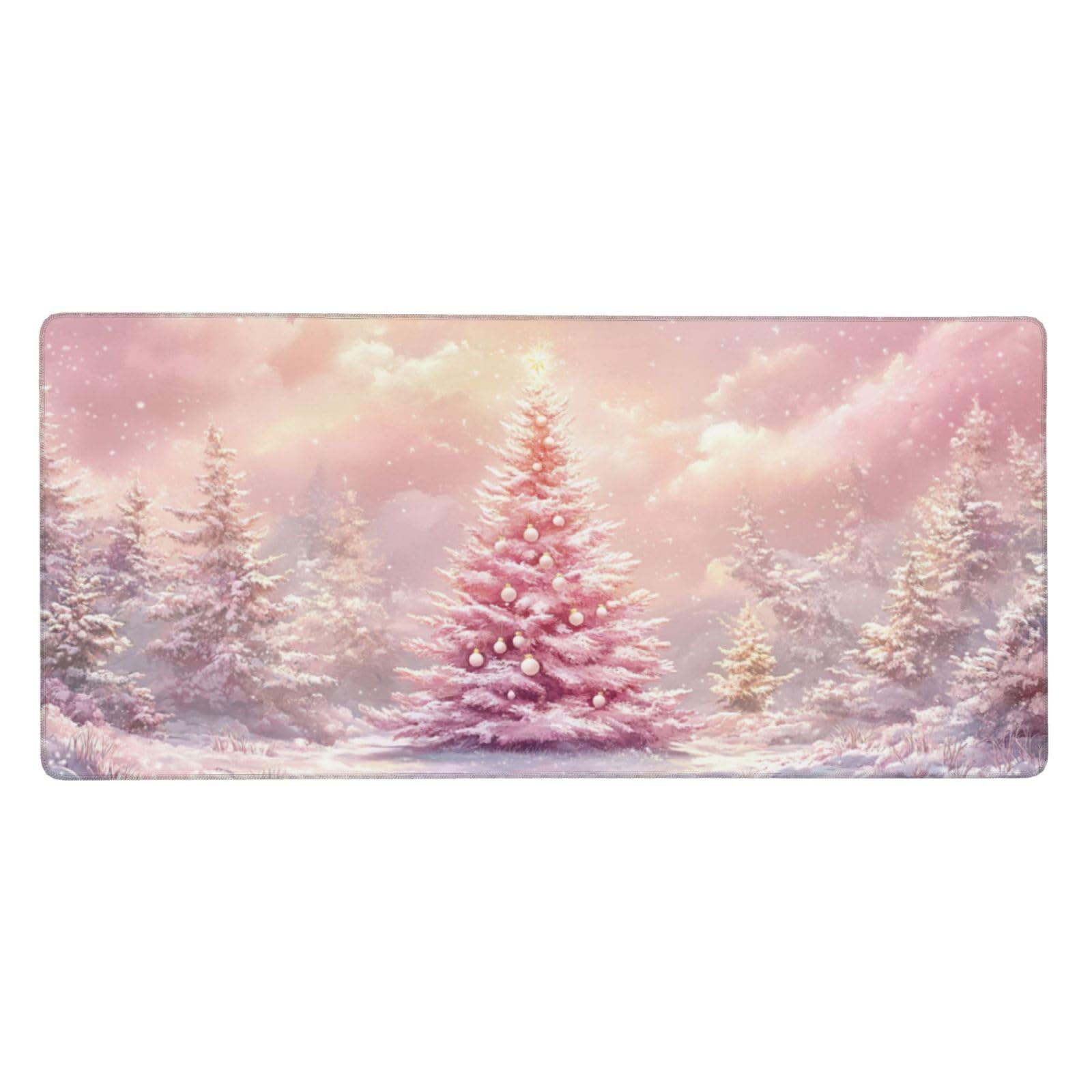 Rosa Tappetino Gaming 800x300x3mm XXL Grande Tappetino ScrivaniaAlbero di Natale, Bordi Cuciti Tappetino per Mouse ad Tracciamento di Precisione Migliora precisione e velocità, Accessori Ufficio-z290