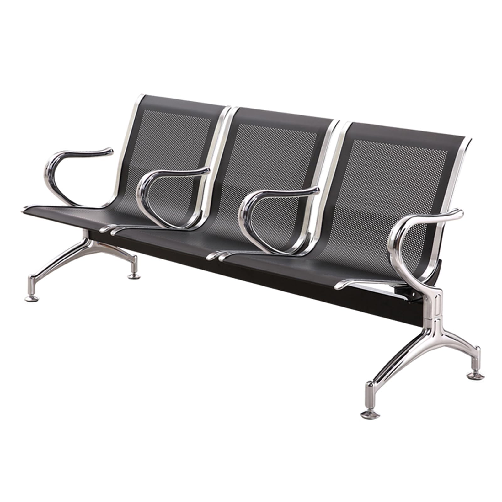 Silla de oficina para invitados con marco de acero ergonómico y triple asiento reforzado