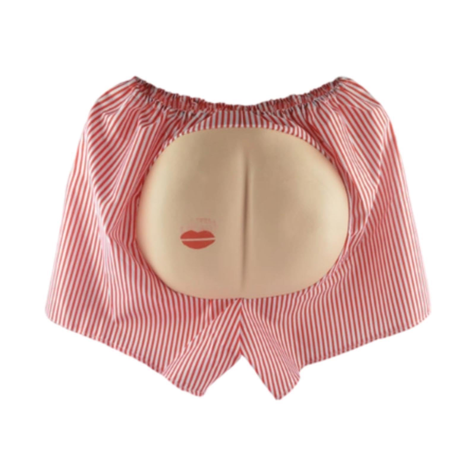 Fiocias Funny Fake Butt Shorts Stand Out Mens Halloween Prank Costume Butt bottoms Pants