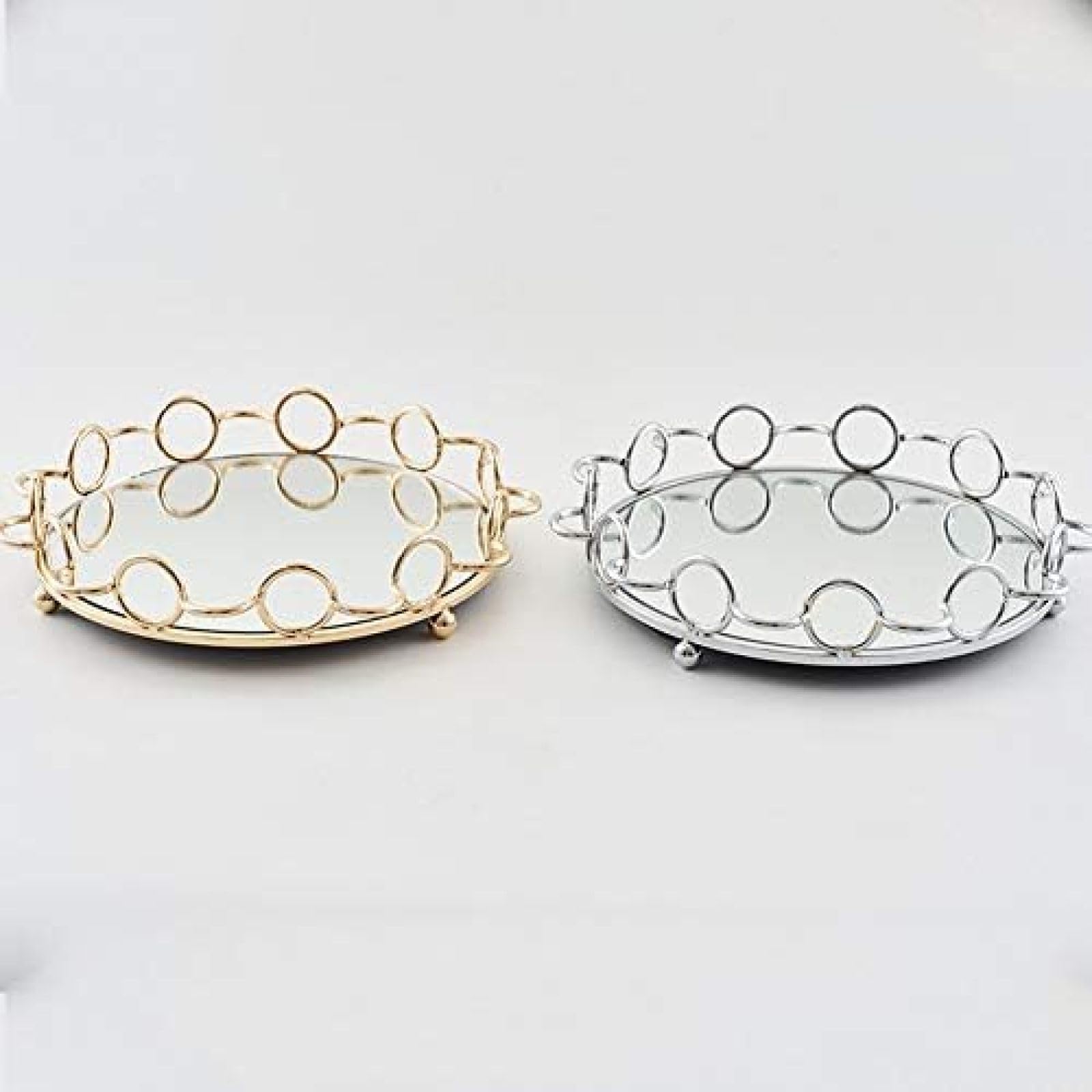 Die Gold/Silber Serviertablett Cupcake Organizer Tablett Hochzeit Home Decor Make-up Schmuck Organizer Verspiegeltes Metalltablett,Gold,Constructive23