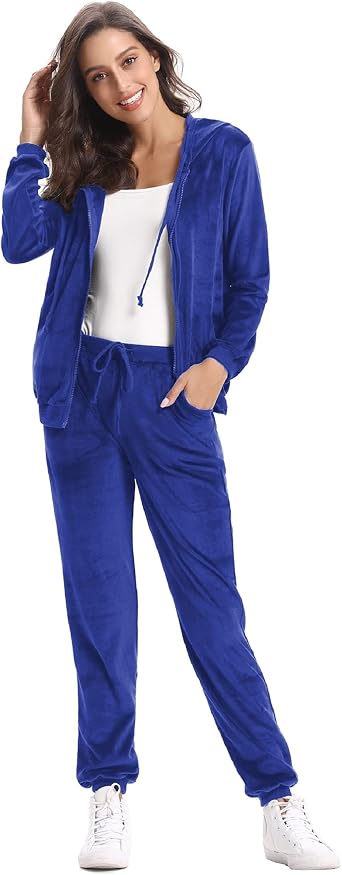 Amazon.com: Conjunto de chándal de terciopelo para mujer, conjunto de  pantalones deportivos con capucha y terciopelo : Deportes y Actividades al  Aire Libre