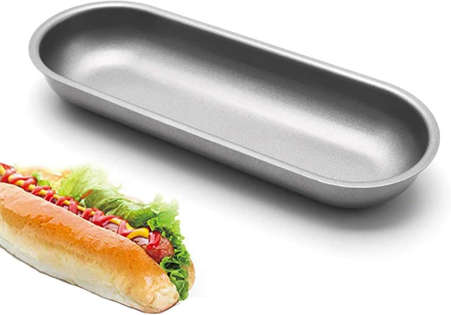 Hot Dog Mold Carbon Steel Sausage Molds Non Stick Bakeware Oval Hotdog Bun Baking Pan for DIY Homemade Bread Tool 9Pcs