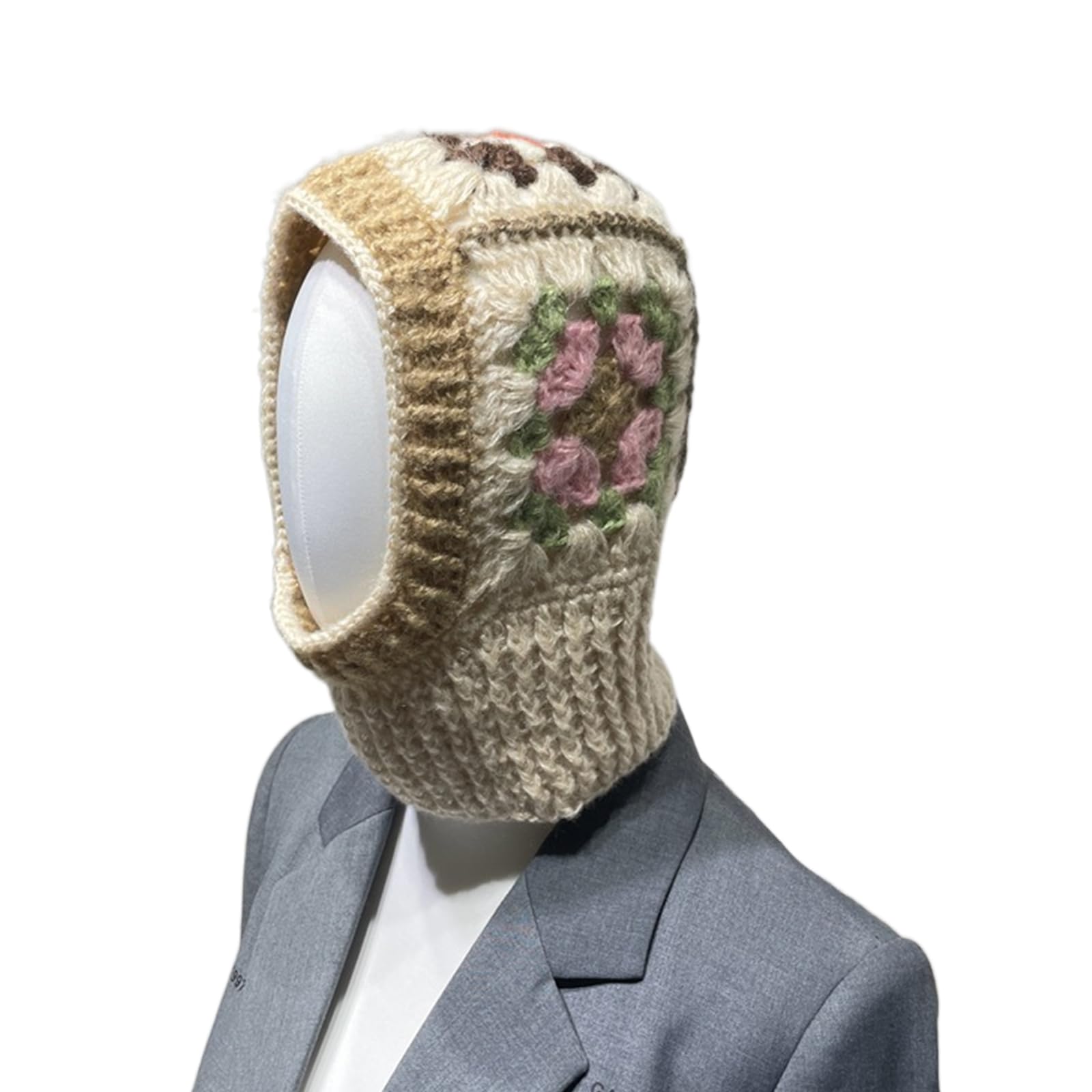 Cagoule élastique coupe-vent avec motif floral pour homme et femme garde le cou au chaud Bonnet pour temps froid Cyclisme Randonnée Hiver Adulte Écharpe d'hiver chaude