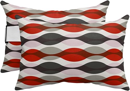 Chaise Lounge - Fundas de almohada para reposacabezas y reposacabezas de arte abstracto rojo, funda de almohada lumbar impermeable para exteriores,