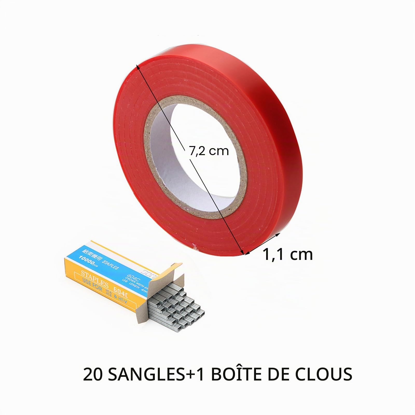 Ruban adhésif pour ligneuses végétales, outil avec 20 rouleaux de ruban, 1 boîte d'agrafes, rubans pour machines à attacher plantes de jardin pour tailler les légumes