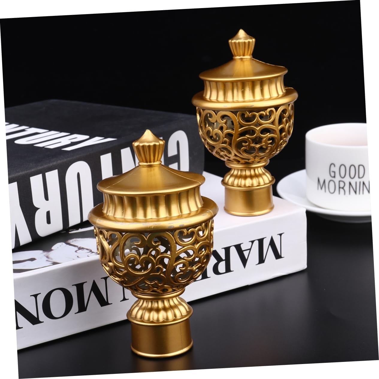 PRETYZOOM 2sets Antique Rounded Curtain Rod Window Curtain Rod End Cap Decorative End Plug for 6pcs*2
