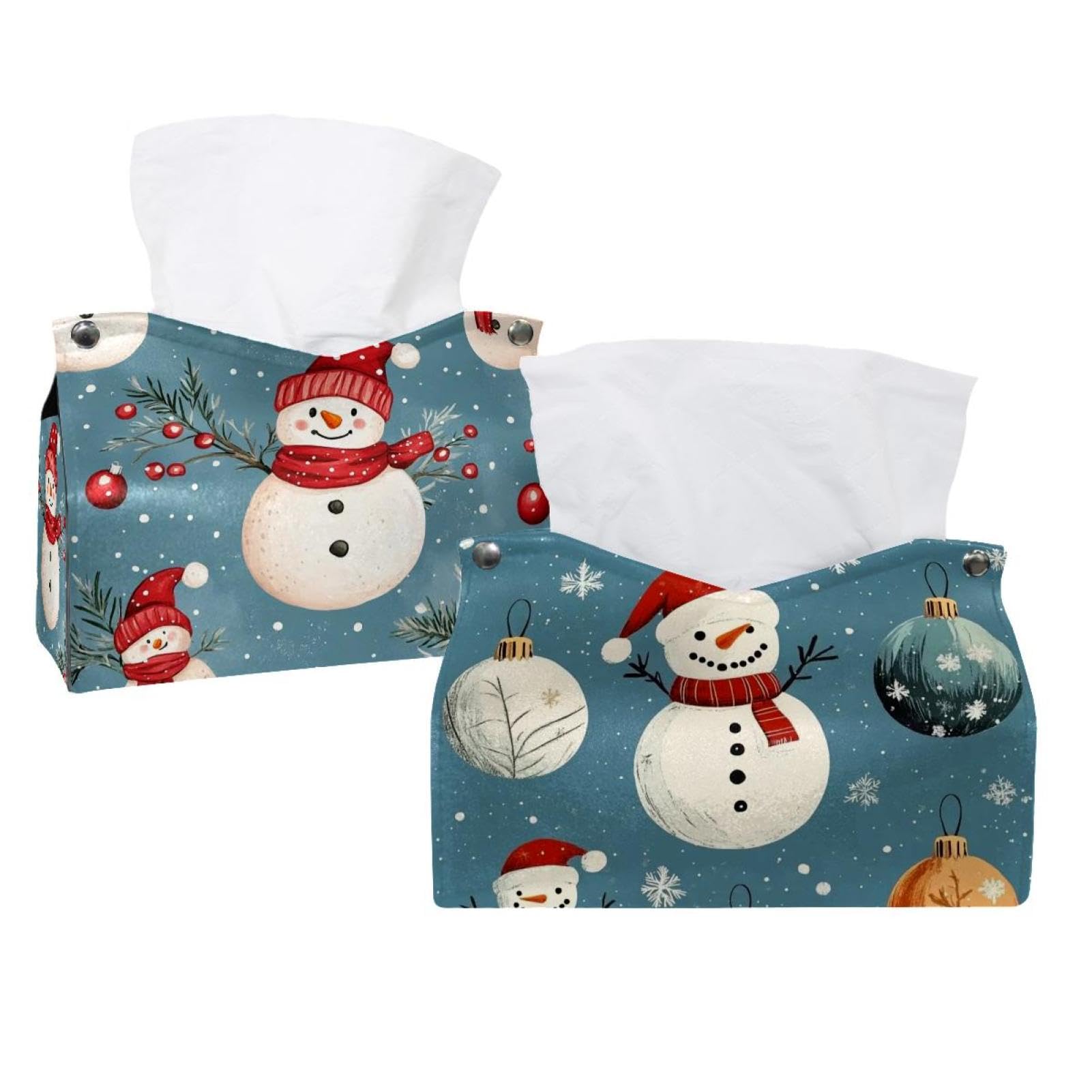 Housse de boîte à mouchoirs bonhomme de neige Noël : décoration de table en tissu 19cm