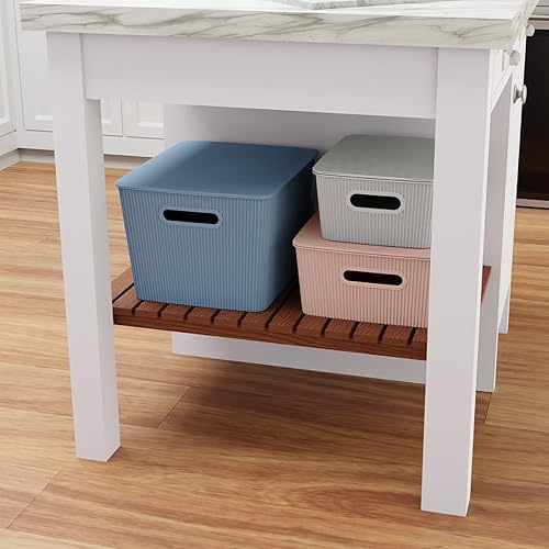 Miniatura 5 de Glad Cestas de almacenamiento con tapas  Juego de 6 cajas de plástico apilables con asas  Contenedores decorativos organizadores de estantes para