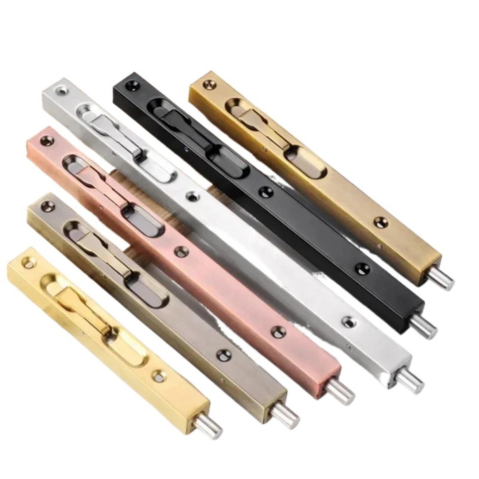 Flush Bolt for Double Door 4set 304 Stainless Steel Open-Mounted Latch,Wood Doors and Windows Anti-Theft Door Pin(Silvery-8inch)