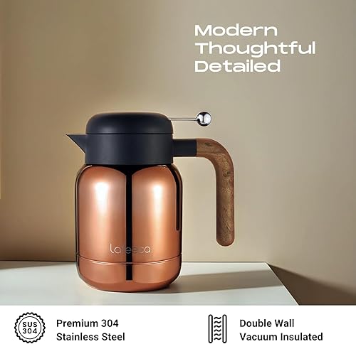 Miniatura 2 de Lafeeca Thermal Carafe - Insulated Pour Over Coffee & Tea Thermos Water Pitcher with Lid - Keeping Hot Iced Cold- 1 Liter Matt White