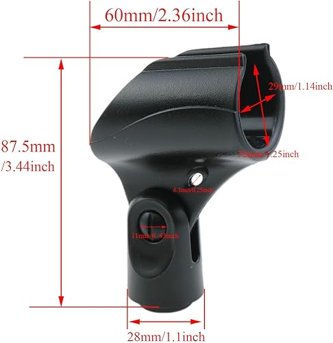 Miniatura 3 de Soporte universal para micrófono Soporte de micrófono para soporte Soporte de micrófono ajustable de 1.12-1.77 pulgadas para micrófonos de mano con