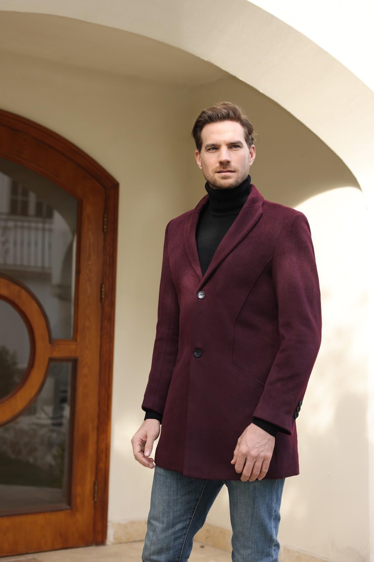 Allthemen Cappotto Lungo da Uomo Casual Trench Invernale in Lana Cappotti Spessa a Due Petti Outerwear a Vento Parka