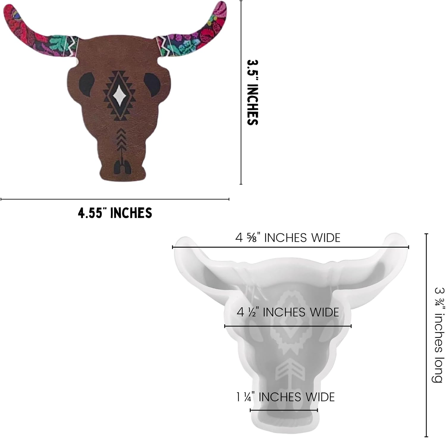 Longhorn Silicone Cardstock Cutouts for Freshies | 12 Pack | 4.55 Wide x 3.5" Long | Freshie Supplies | Mixed Pack of 12 Different Design (Silicone Mold with Cardstock Cutouts)