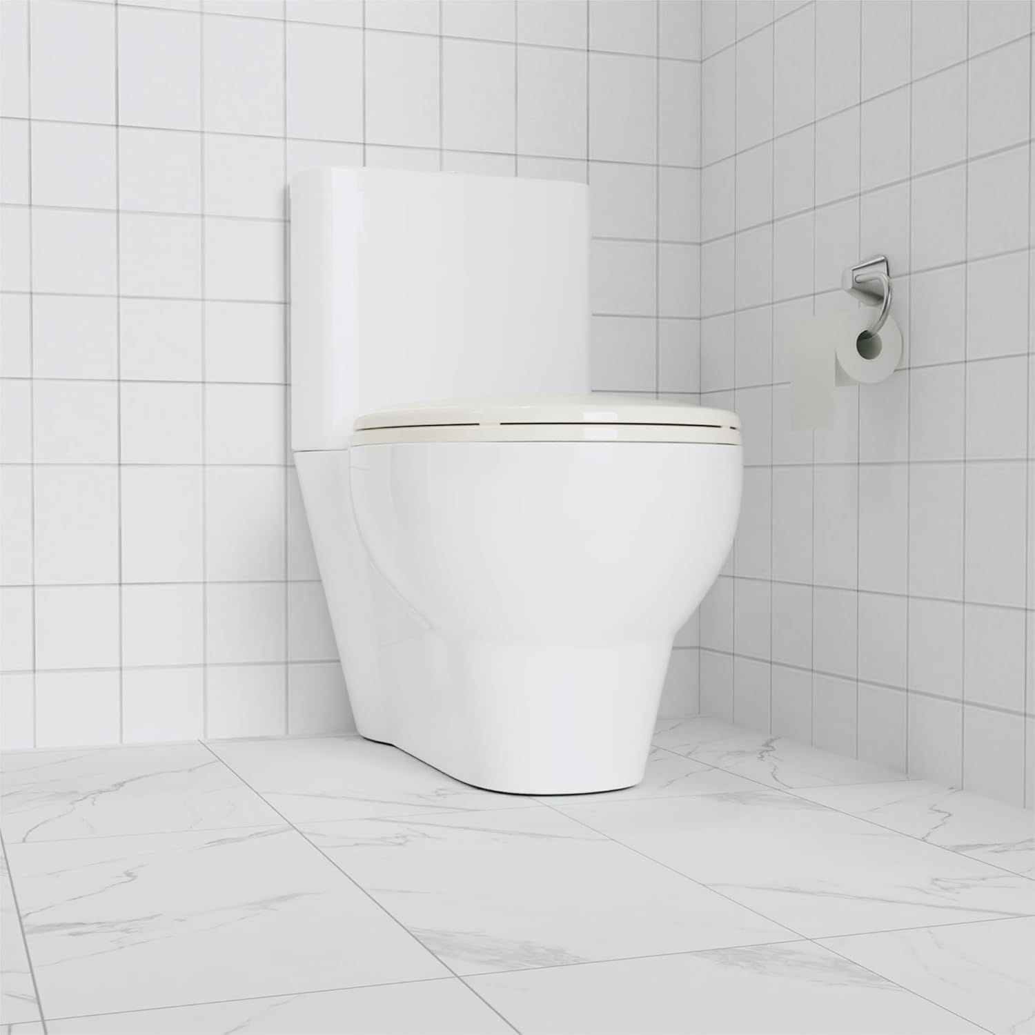 Round Toilet Seat Slow Close, 17" Round Biscuit Polypropylene Toilet Seat Cover with Never Loosen Durable Lid, Quiet and Easy to Install & Clean