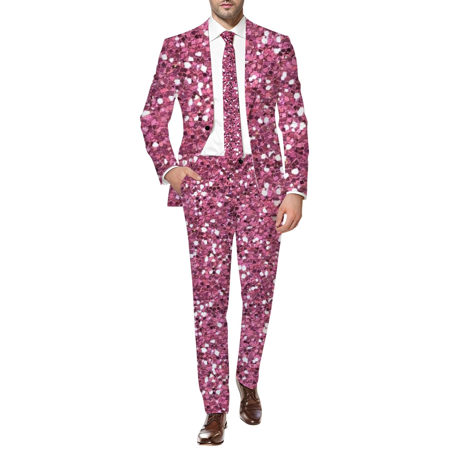 RUMAOZIA Men's Sequin Suit Set, Glitter Outfit, Men's Tuxedo Carnival 2-Piece Disco Sets, Glitter Jacket and Trousers, Carnival Metallic Sequin Suits, Glitter Suit, Party Performance Costume, z02 hot โ image 1