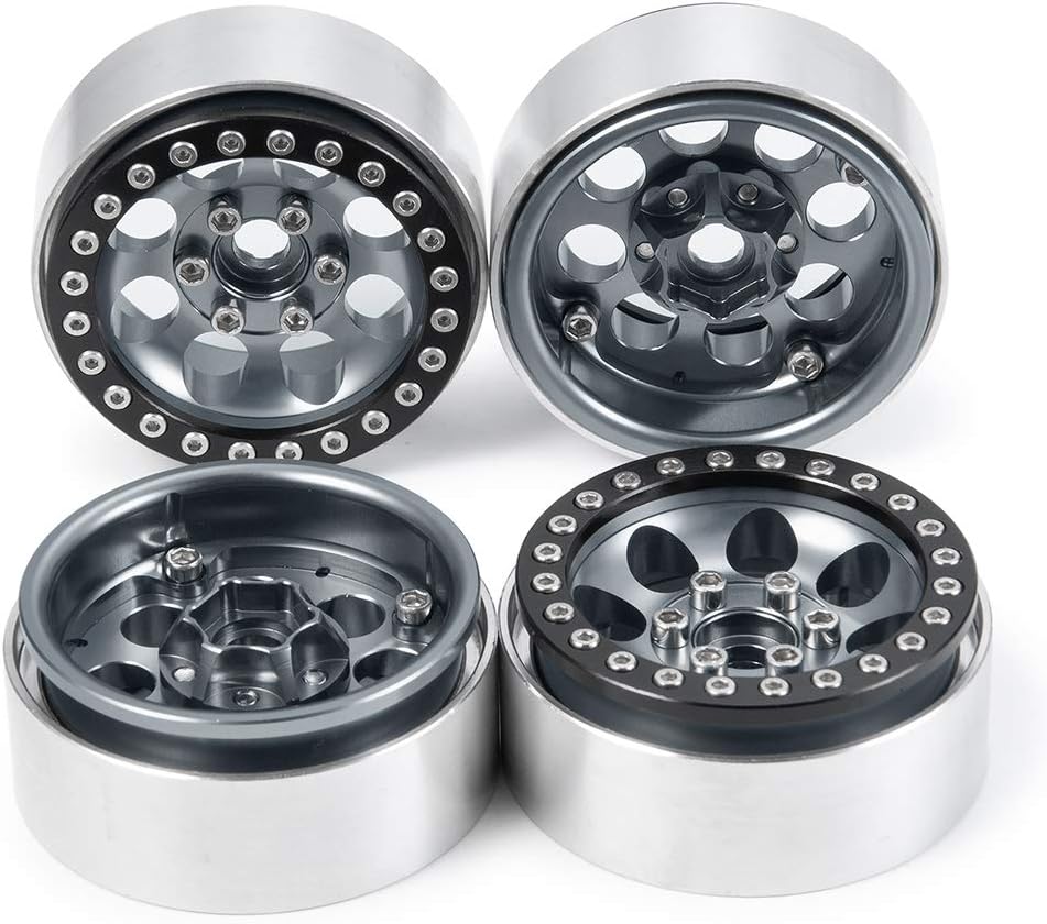 RCLIONS 4pcs Aluminum Alloy 1.9" Beadlock Wheels Rims for 1/10th RC Crawler Car Axial SCX10,SCX10 II,SCX10 III, TRX4