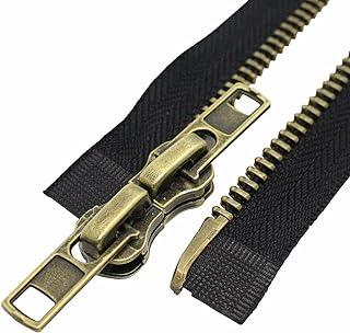 MebuZip #8 30 Inch Antique Brass Two Way Separating Jacket Zipper Right Handed Zipper Heavy Duty Metal Zippers for Men's Jackets Coats Sewing (TWRH)