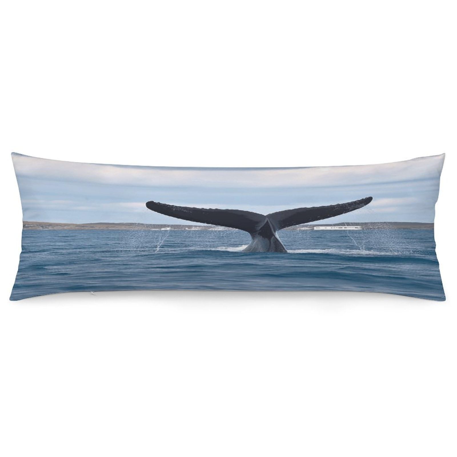Whale Tail Throw Pillow Cover Soft Lumbar Pillow Covers with Zipper Breathable Rectangular Cushion Case Polyester Pillow Case Decorative Body Pillow Cover for Couch Bed