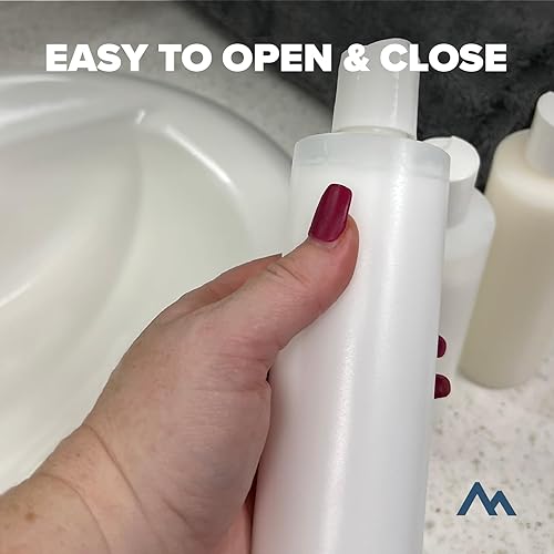 Miniatura 4 de Pinnacle Mercantile Paquete de 6 botellas de plástico para apretar, tapa abatible, 8 onzas, recargable, champú de viaje, jabón y loción,