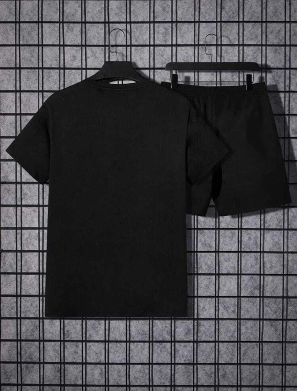 CENCY Men’s Tracksuit Co-Ord Set Black Oversized T-Shirt & Shorts with Graphic Print | Comfortable Cotton Blend Lounge Set for Men | Stylish Gym Sports Outfit Size L Theam Face Graphic