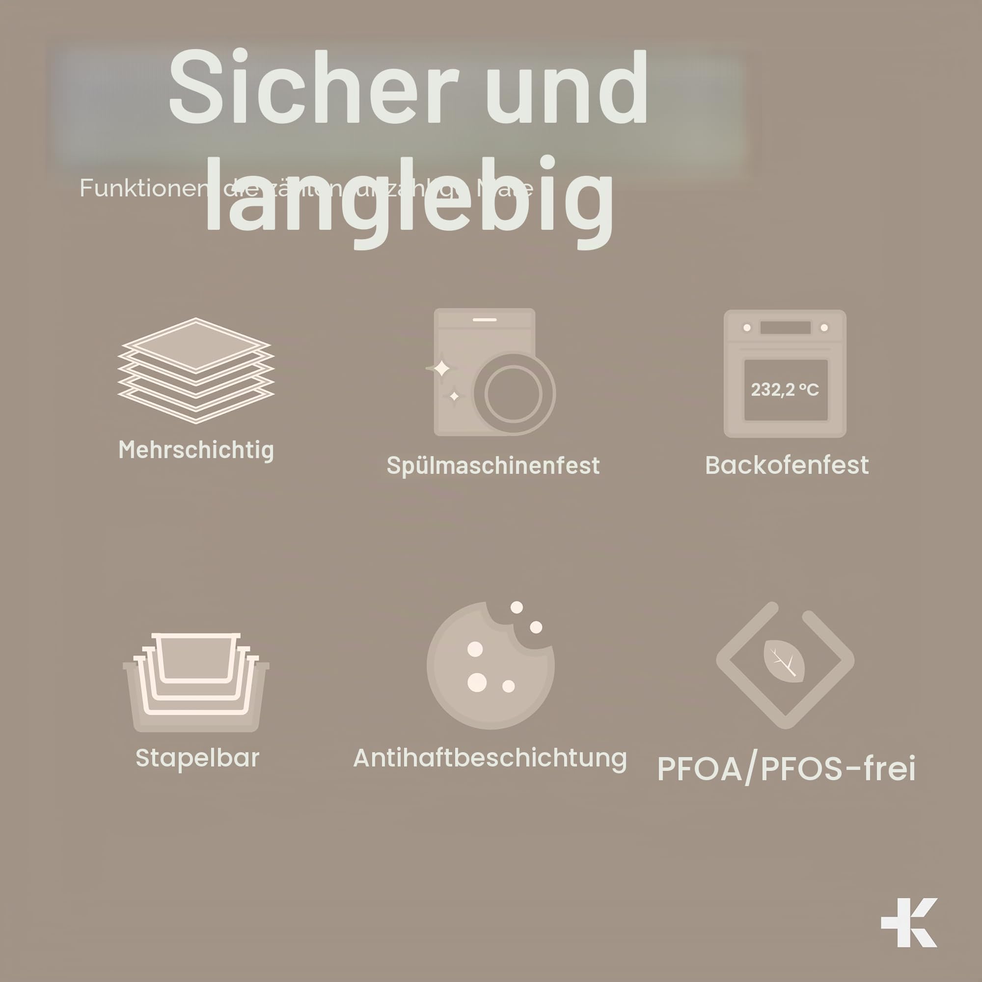 Bakken Swiss - Bakeware Set - 6-teilig - Stapelbar, Deluxe, Antihaft-Backformen für Profi- und Heimkochen - Kohlenstoffstahl, weiße Steinbeschichtung