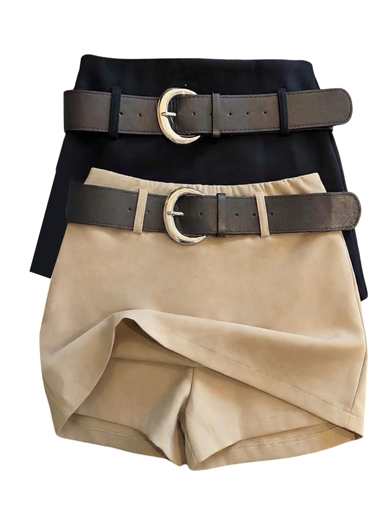 SOLY HUX Gonna elegante da donna, a vita alta, mini gonna estiva con pantaloni, linea ad A, gonna con cerniera, abbigliamento casual
