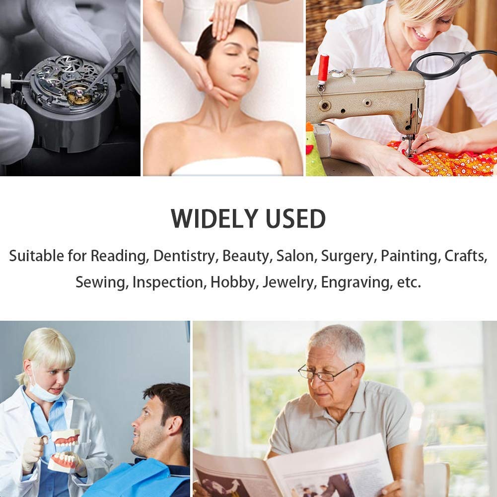 Lampada da Terra con Lente d'Ingrandimento 16X E Luce Brillante, Ideale per Leggere, per La Bellezza, La Nail Art, I Tatuaggi, I Saloni di Bellezza E I Lavori Manuali - Altezza Regolabile.