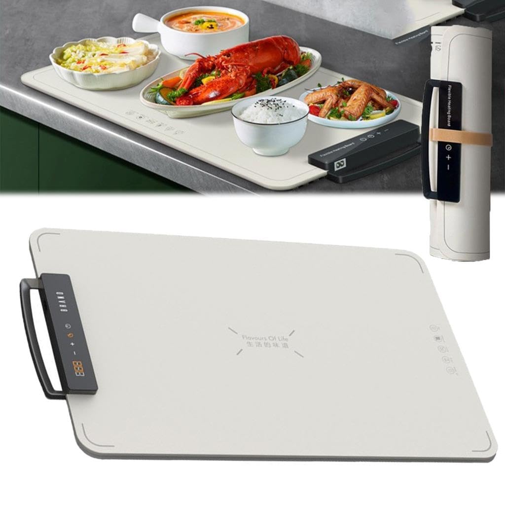 Bandeja calefactora eléctrica con temperatura ajustable 2024 Nueva actualización Bandeja calefactora eléctrica Calentador de alimentos plegable Bandejas calefactoras eléctricas de silicona de calentam