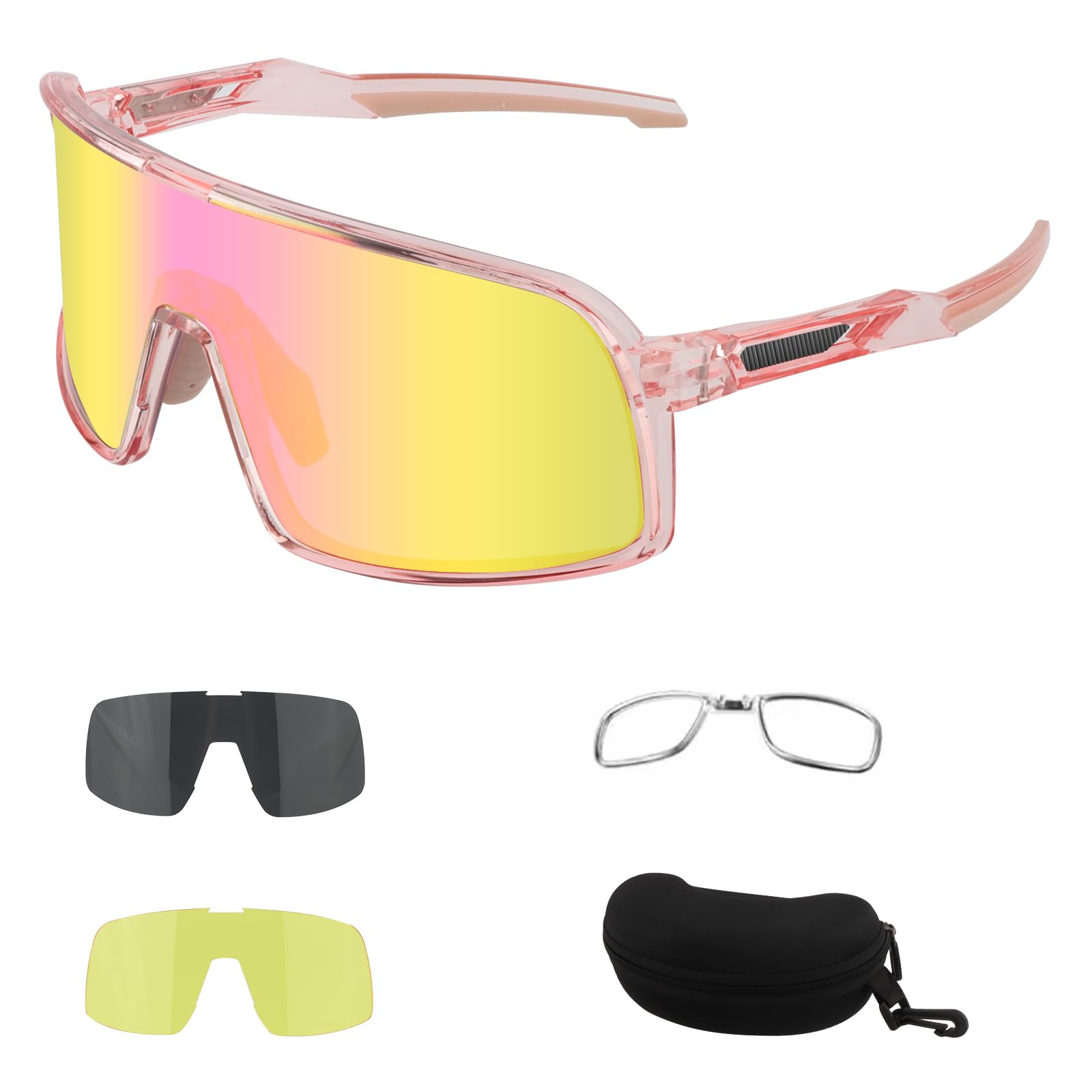 ToopMount Ski Goggles with Hard Case, Over The Glasses Snow Goggles, Anti Fog Anti Glare Adjustable Strap