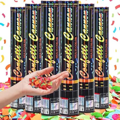 Confetti Cannon 12Inch Confetti Poppers 6Pack Biodegradable for Party Celebrations Party Poppers Confetti Shooter Biodegradable Confetti Cannon Bulk for Birthday Graduation Wedding Christmas NewYear Cover