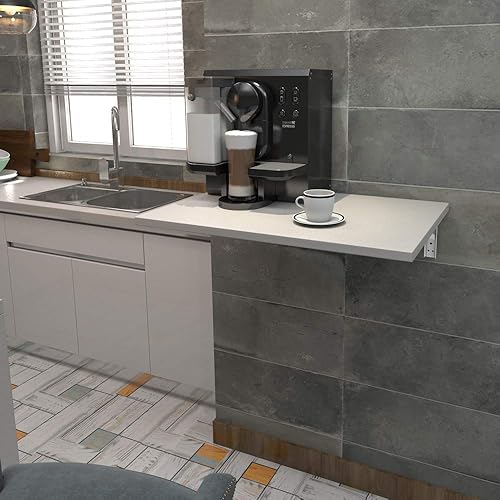 Miniatura 2 de Need Mesa pequeña plegable para montar en la pared, 30 pulgadas de largo x 20 pulgadas de ancho, complemento perfecto para cuarto de serviciobar